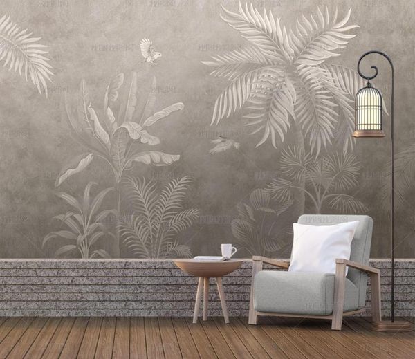 

wallpapers bacal custom po wallpaper retro tropical rain forest palm banana leaves 3d wall mural cafe restaurant el backdrop frescoes