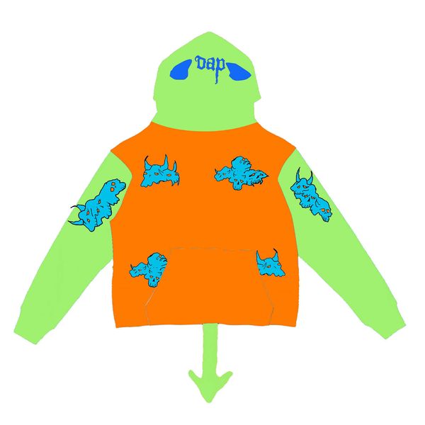

men's hoodies trippie redd demons at play black hoodie stitched oxhorn tail spoof sweater