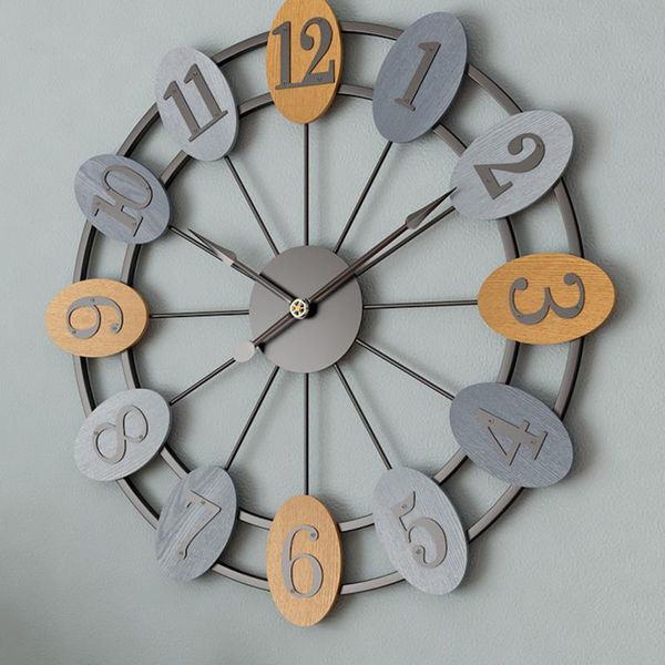 

european simple clock, silent clock, living room, creative iron wall clock