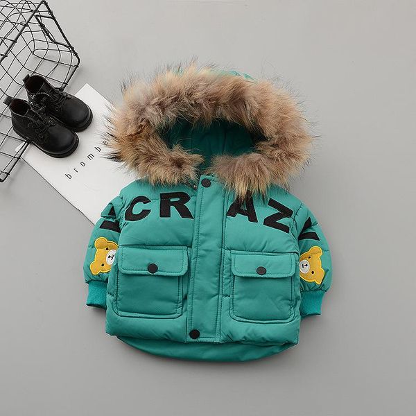 

coat children's parkas winter down jacket for girl kids warm thick velvet fur collar hooded baby coats outerwear, Blue;gray