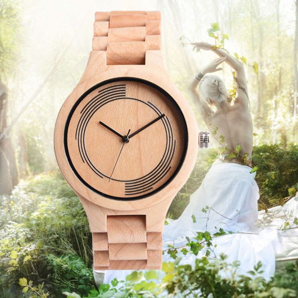 

wood wooden watch bamboo maple walnut thin men's watch, Slivery;brown