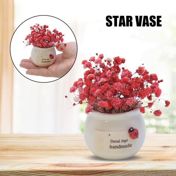 

vases gypsophila dried flower bouquet with porcelain flowers branches stems greenery decor vj-drop