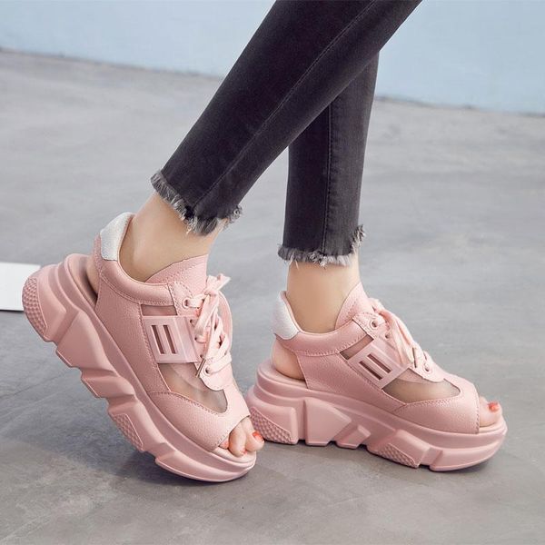 

women's fishnet mesh sandals 2021 new platform shoes casual shoes ulzzang platform sneakers outdoor non-slip flat walking, Black