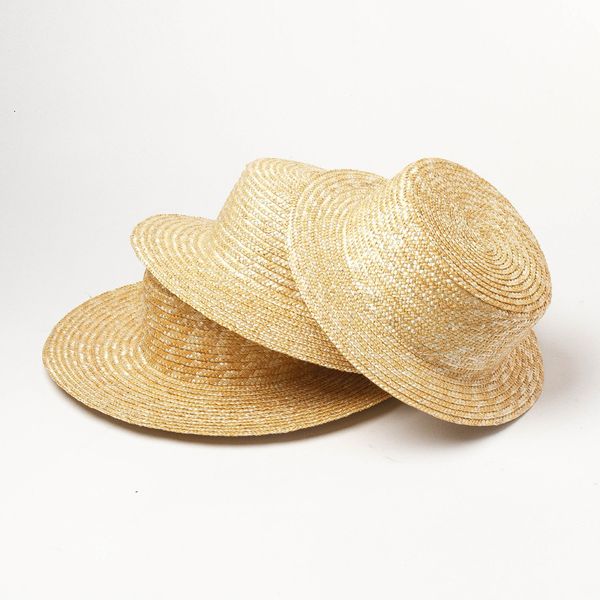 

2021 new customized solid color straw boater cap summer fedoras beach sun mateial hat craft fascinator base 5ytr, Blue;gray