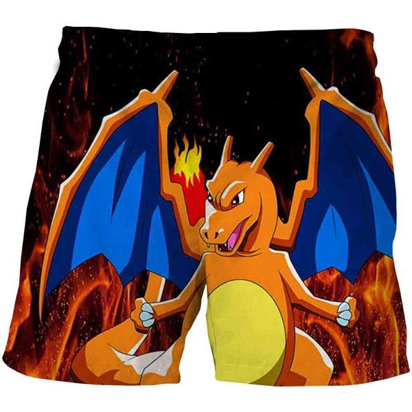 

men's shorts 3d print japan anime beach pattern cartoon plus size casual loose swim men clothing swimming trunks, White;black