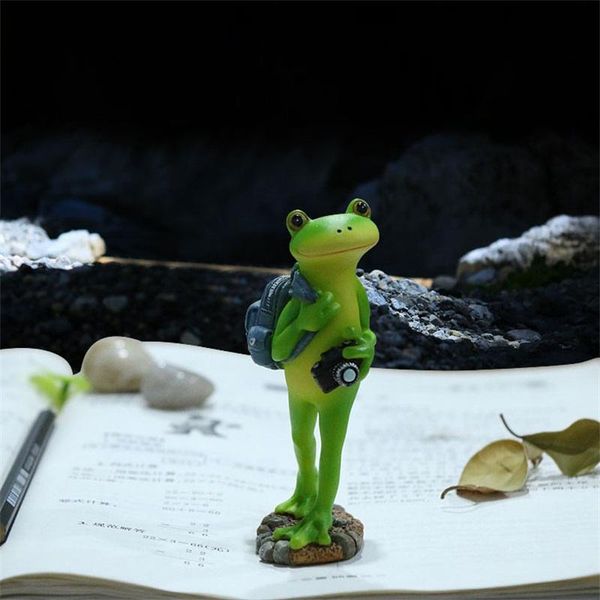 

garden decorations design cute resin travel frogs statue outdoor store decorative frog sculpture for home desk decor ornament