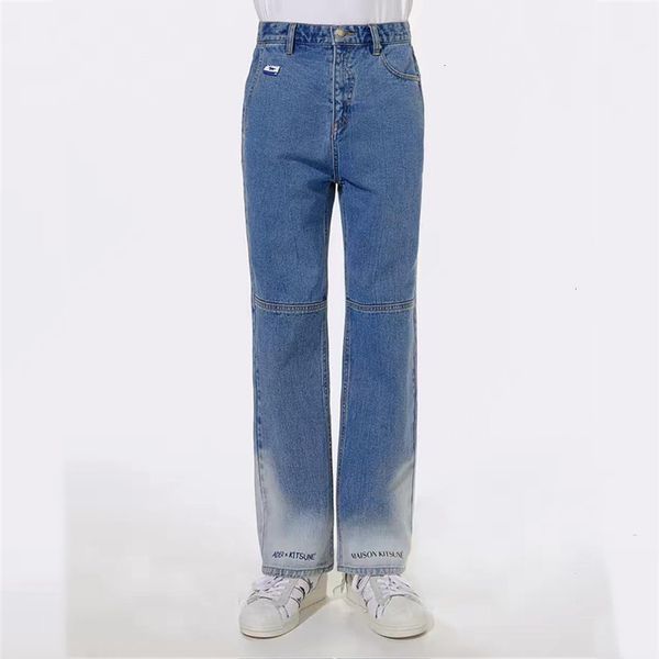 

2021 new fox adererror embroidery maison kitsune jean men women streetwear ader error denim pants i5w5, Blue