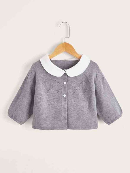 

baby contrast peter pan collar eyelet detail raglan sleeve cardigan she, Blue