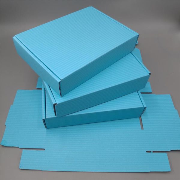 

25x20x7cm blue cardboard corrugated shipping black large square blue gift clothing packaging bo