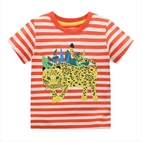 

jumping meters summer animals print boys girls t shirts cotton stripe cute childrens tees kids toddler clothing, Blue