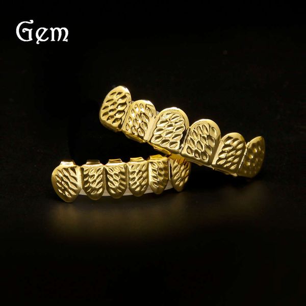 

gold plated hip hop braces carved patterns gold braces, Silver