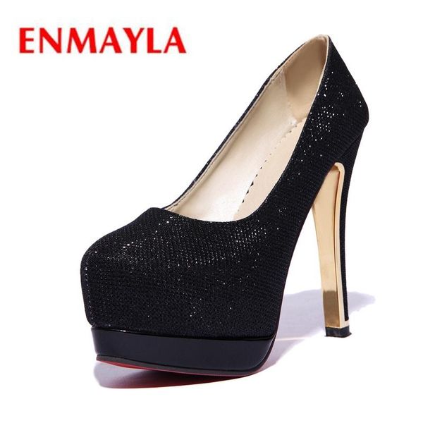 

dress shoes enmayla pointed toe casual thin heels platform slip-on high woman calzado mujer size34-39 zyl2116, Black