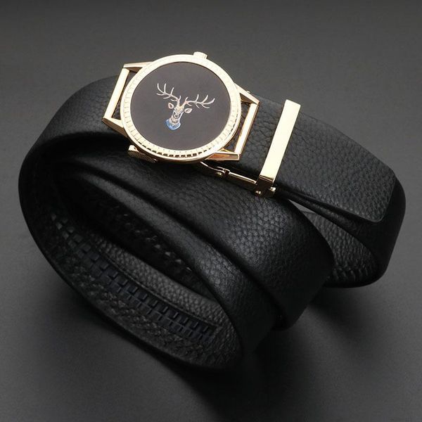 

belts men genuine cattlehide business belt trendy fashion leather buckle male for casual jeans luxury, Black;brown