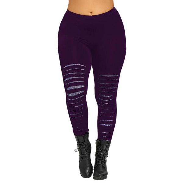 

women's leggings rosegal pencil pants 5xl plus size galaxy ripped fitness leggins for women jeggings elastic waist slim, Black