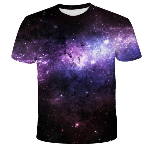 

t-shirts 2021summer t-shirt boys girls 3d universe solar system starry printing children's baby clothes personalized cool round o-neck, Blue