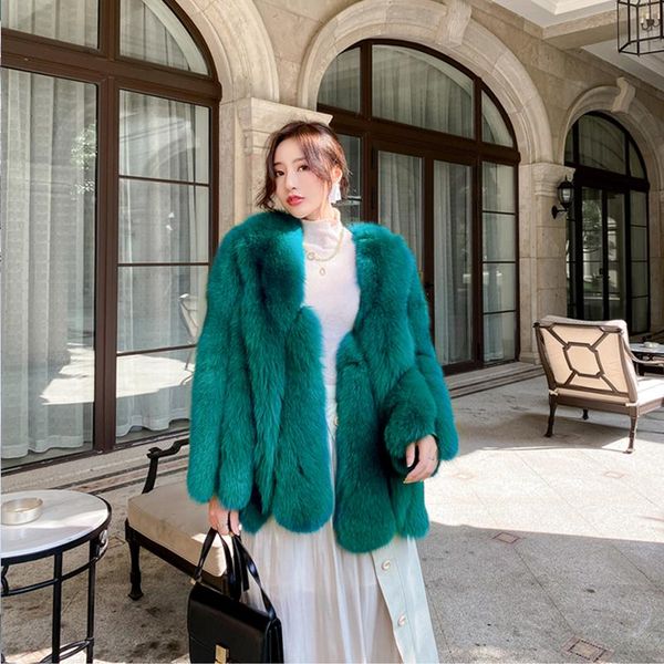 

women's fur & faux women 2021 winter fashion real coats natural jacket outwear luxury color, Black