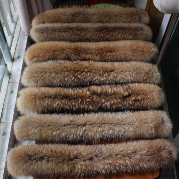 

big raccoon fur collar hood trim natural down coat custom made 211220, Black