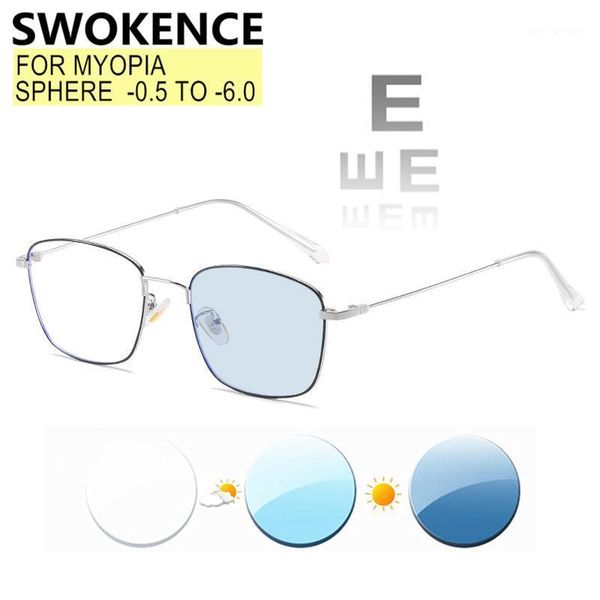 

sunglasses myopia glasses prescription -0.5 to -6.0 women men alloy frame nearsighted spectacles blue light blocking discolored lenses f504, White;black