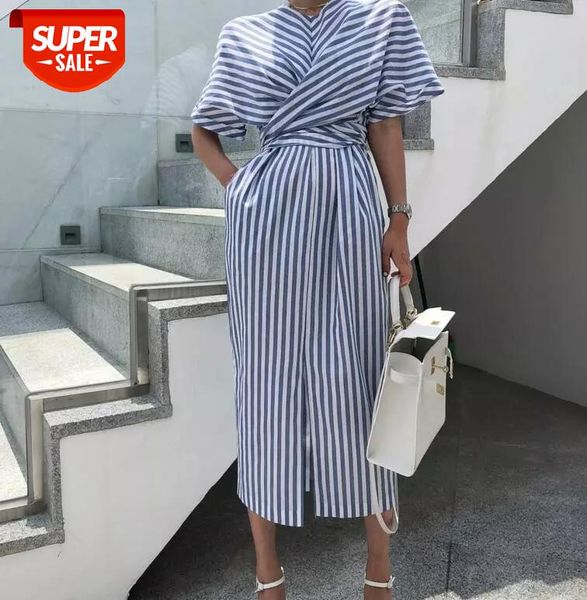 

v neck irregular ladies dress batwing short sleeve plus size casual mdi summer dresses holiday striped vestidos elegant femme #jv2y, White;black