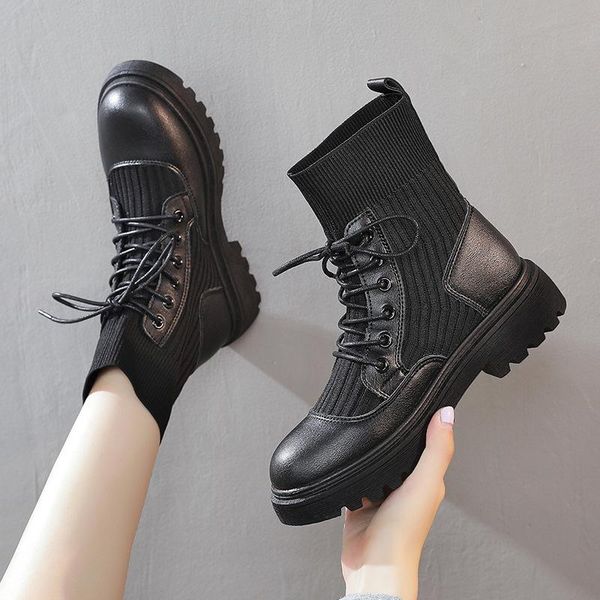 

boots women ladies ankle female cross tied non slip solid black shoes for woman pu leather commute comfortable casual