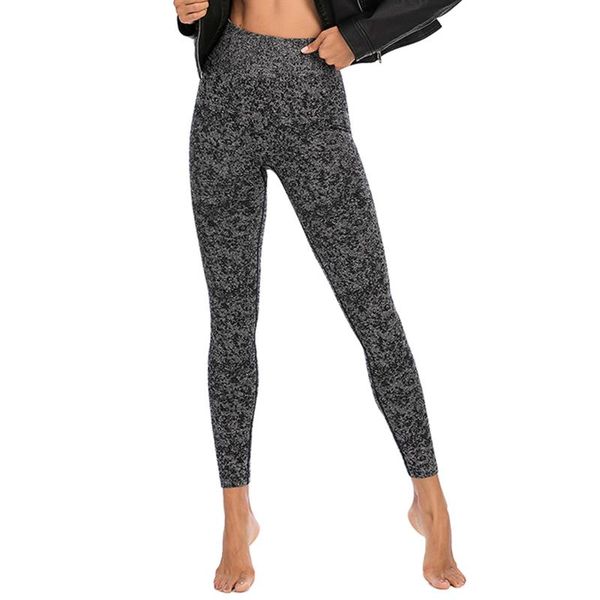 

yoga outfit women's pure color hip lifting seamless elasticity fitness running pants leggings impressos fashionable high waist pants#30