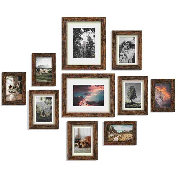

frames homemaxs 10pcs vintage picture mdf po frame holder family class wall gallery kit with hanging hook 4" x 6"/5" 7"/