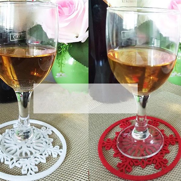 

mats & pads 12pcs nonwoven drink creative hollow snowflake shape decorative wine glass cup mat for xmas party decor
