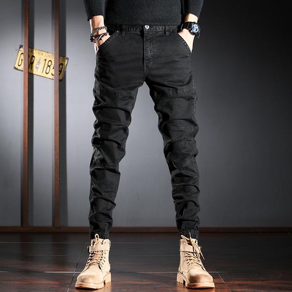 

men's pants black casual pencil pure men 2021 fashion cotton stretch fit trousers