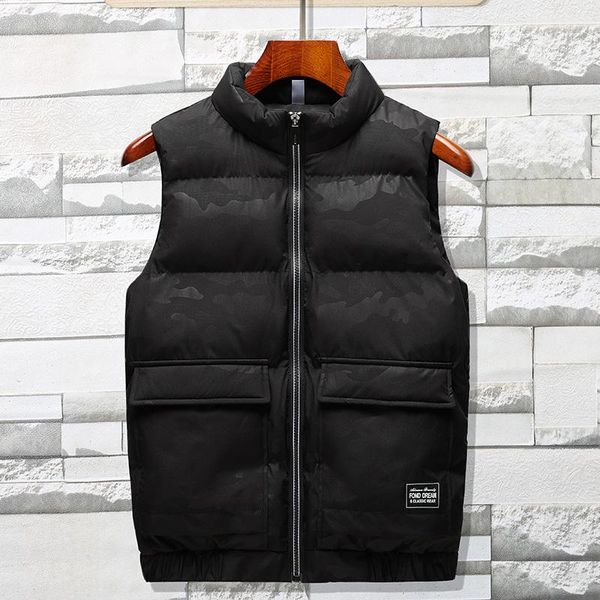 

men work vests winter vest down vest casual windbreaker sleeveless camouflage jackets spring autumn sleeveless jacket for men, Black;white