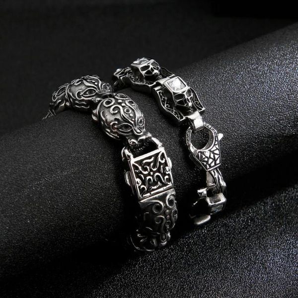 

link, chain jewels store unique skull 316l stainless steel bracelet men punk skeleton jewelry gifts for man, Black