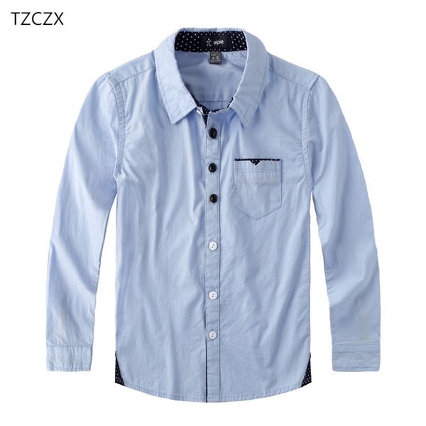 

children boys shirts cotton 100% solid kids shirts clothing for 4-12 years wear at the school 210306, White;black