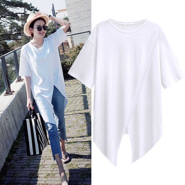 

korean shirts white for women harajuku shirt cotton casual half clothes 210615