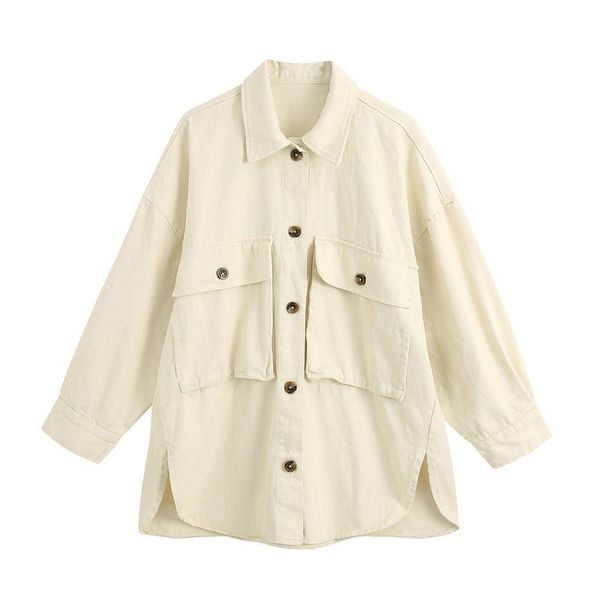 

women's jackets bb - 2371-2021 age season boyfriend wind lapel double denim shirt pocket, Black;brown