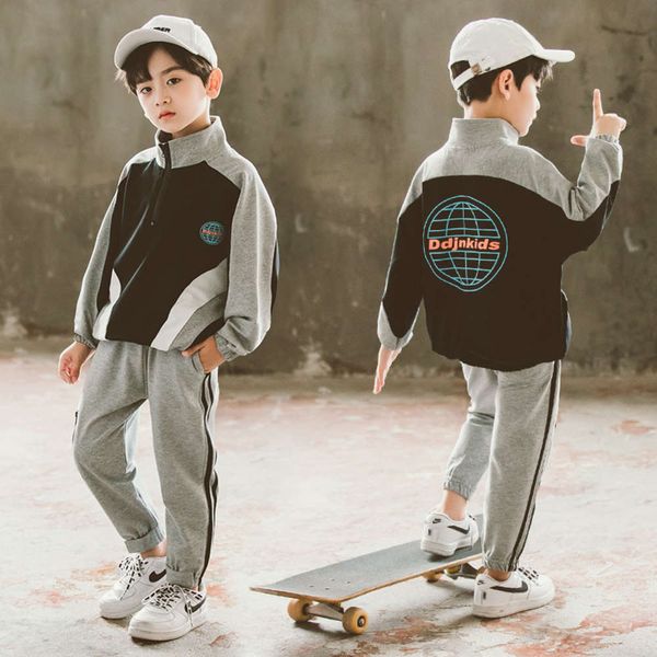 

wear new 2020 autumn children's middle school color matching leisure sports suit boys' sportswear, White