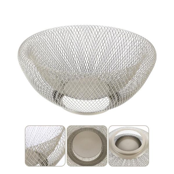 

storage baskets 1 pc fruit plate basket wrought iron dried (silver)