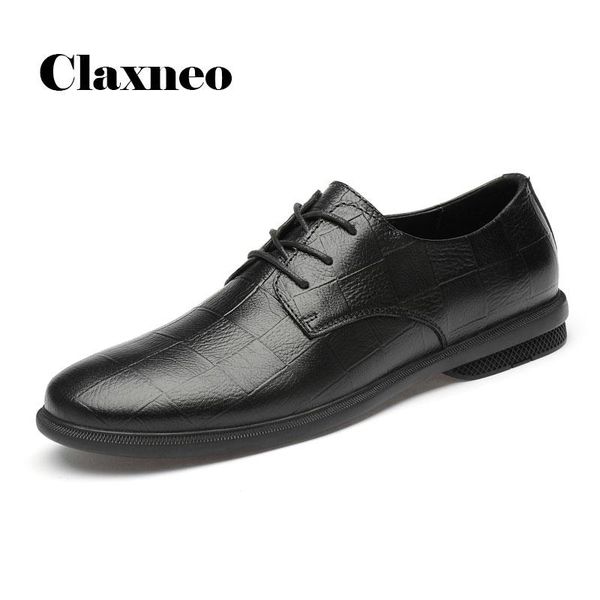 

dress shoes man leather genuine 2021 autumn men's shoe formal derby footwear male oxfords wedding business office, Black