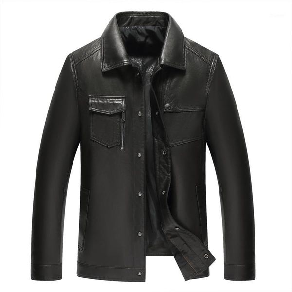 

brand leather coat,man genuine leather jacket,thick fashion men's slim classic jacket1, Black