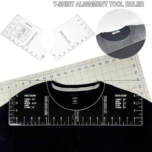 

1pc transparent acrylic t-shirt guide ruler vinyl ruler alignment centering tool fabric diy crafts sewing accessories, Black