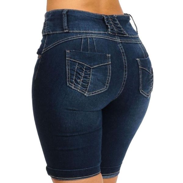 

women's shorts size denim women summer elastic slims fit bodycon knee length skinny for short feminino, White;black