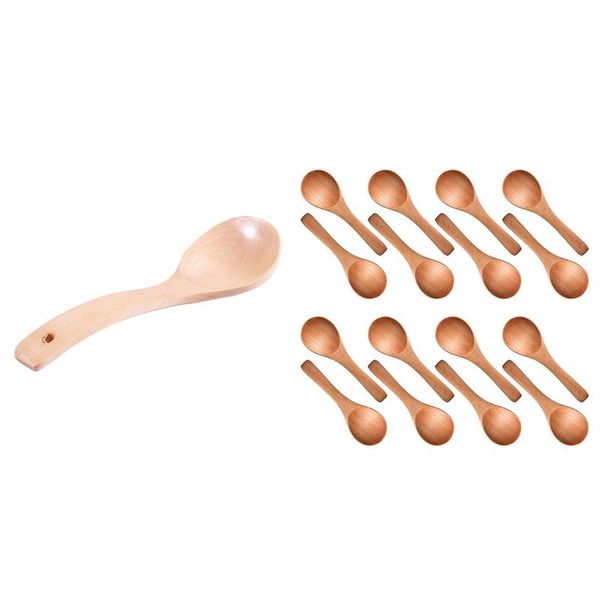 

spoons 1 pcs household kitchen wood soup ladle spoon & 30 small wooden for cooking