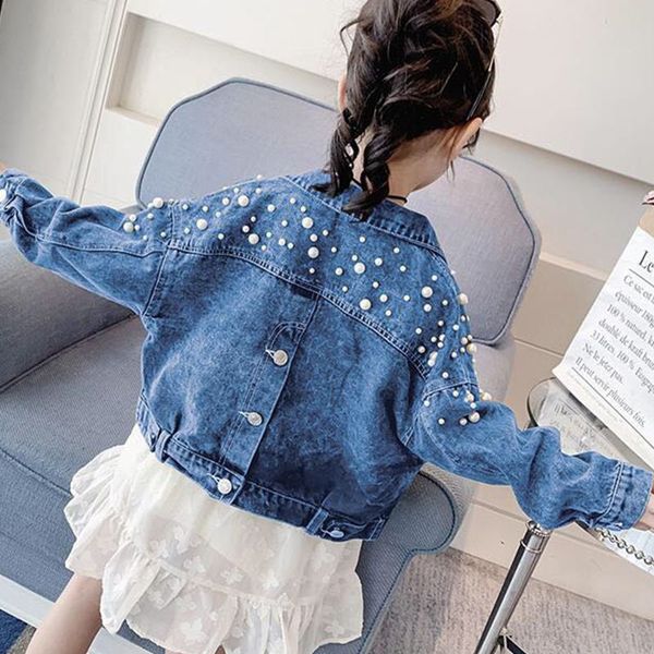 

children outwear coat cartoon denim jacket for girls spring autumn kids fashion embroidery jean jacket girls kids denim clothes, Blue;gray