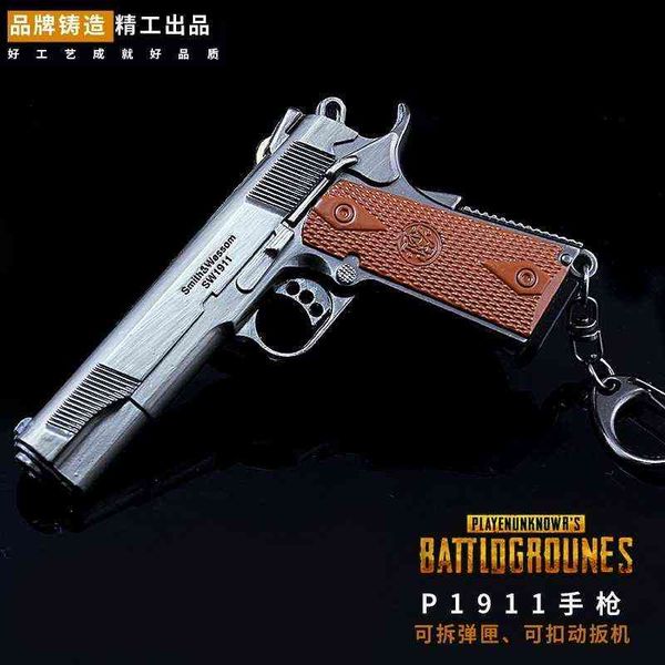 

fleeing around eating jedi chicken p1911 pistol model keychain alloy weapon