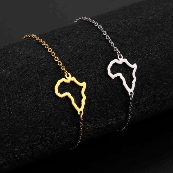 

cazador africa map hand bracelet for women country stainless steel jewelry birthday christams gifts party wedding wholesale, Golden;silver