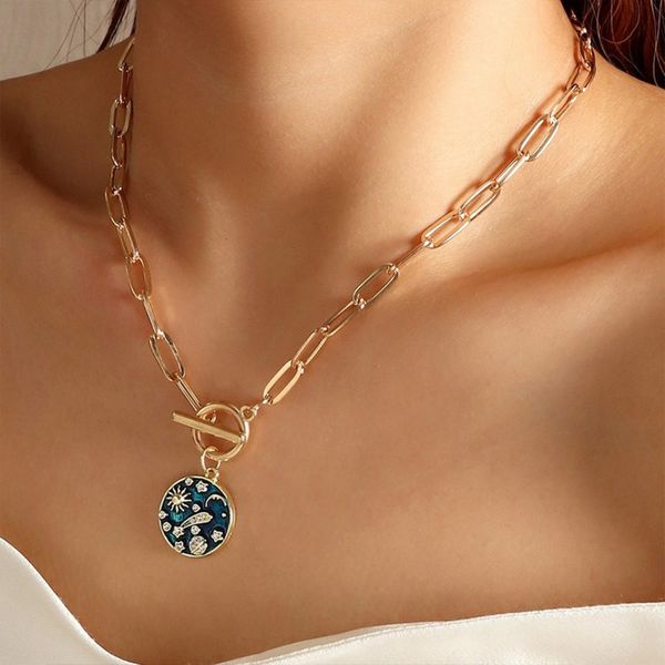 

oil drop enamel planet universe star sun pendant necklace charms for bracelet jewelry women girl wholesale, Silver