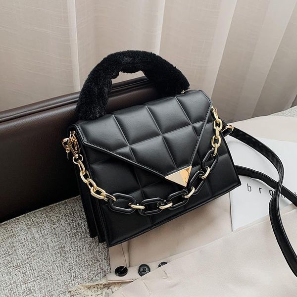 

shoulder bags women pu leather handbags ladies small messenger fashion female faux fur handle tote crossbody bag