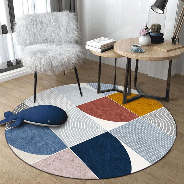 

nordic simple round carpet non-slip water-absorption living room bed room decor hanging basket irregular printed decor rugs