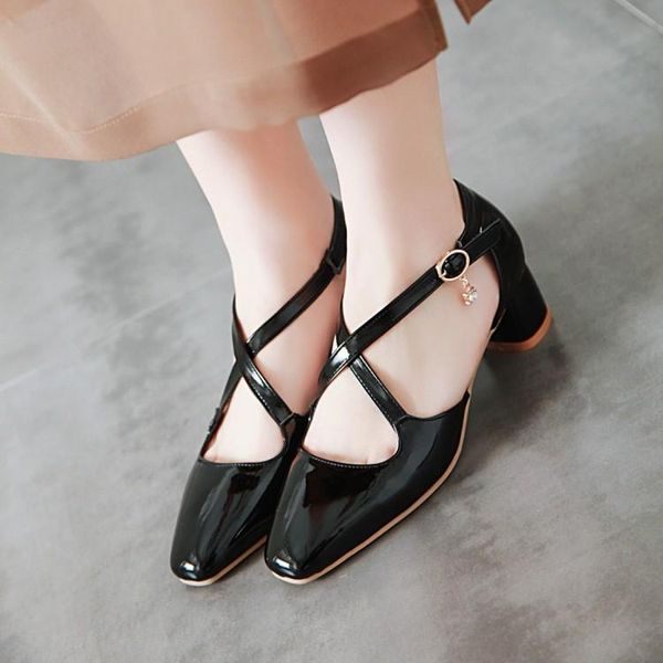 

dress shoes big size - ladies high heels women woman pumps sweet water drill shallow mouth t buckle belt, Black