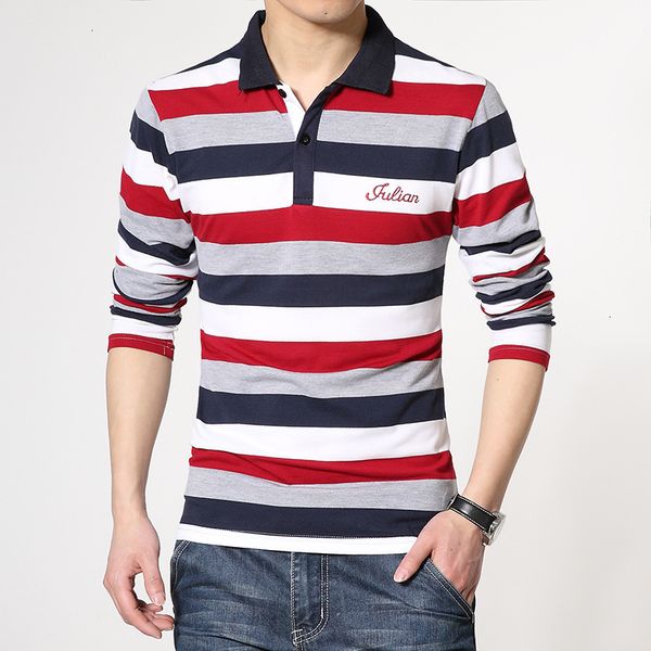 

2021 new casual striped design polo shirt men plus asian size 5xl 4xl 3xl-m spring autumn long sleeve 95% cotton 2lqa, White;black