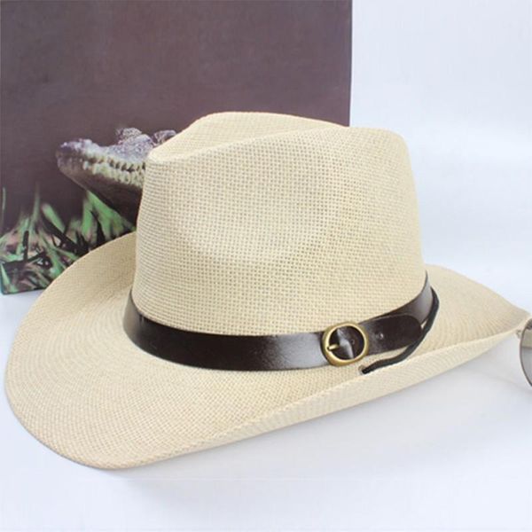 

cloches women cap men cowboy trilby hat wide brim straw, Blue;gray