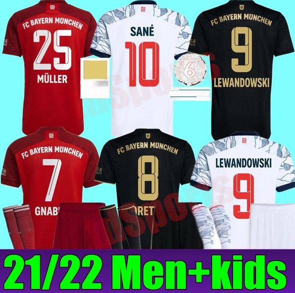 

21 22 davies sane hrfc soccer jersey home away 3rd neuer lewandowski gnabry muller men kids kit munchen 2021 2022 football shirt, Black;yellow